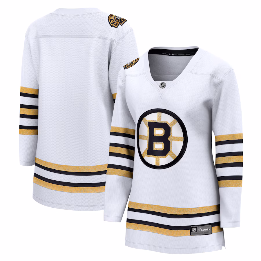 Women's Boston Bruins Fanatics White 100th Anniversary Premier Breakaway Jersey - Jersey