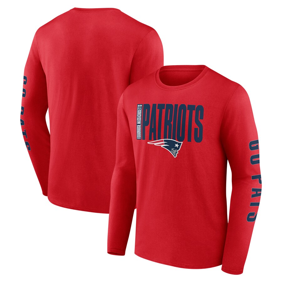Men's New England Patriots Fanatics Red Vision Long Sleeve T-Shirt - Jersey