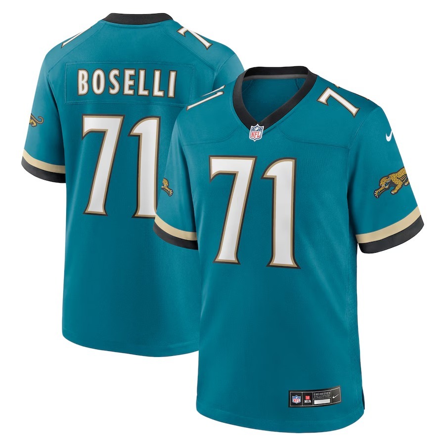 Men's Jacksonville Jaguars Tony Boselli Nike Teal Prowler Throwback Retired Player Game Jersey - Jersey