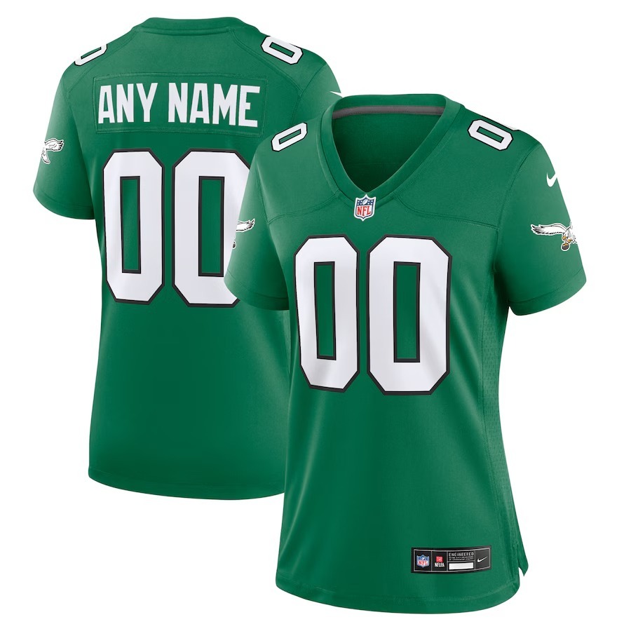 Women's Philadelphia Eagles Nike Kelly Green Alternate Custom Game Jersey - Jersey