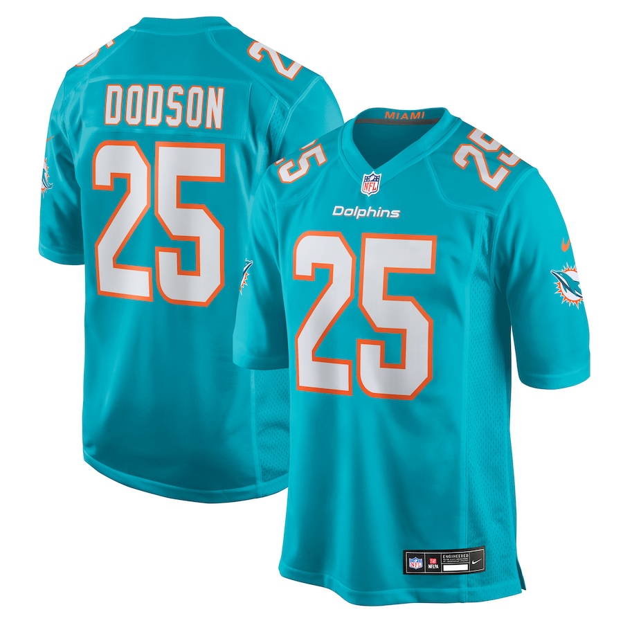 Men's Miami Dolphins Tyrel Dodson Nike Aqua Team Game Jersey - Jersey