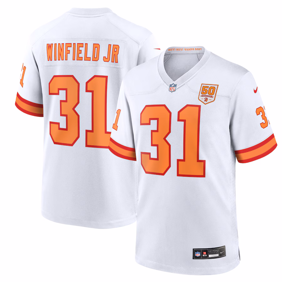 Men's '76 Tampa Bay Buccaneers Antoine Winfield Jr. Nike White 50th Season Game Jersey - Jersey