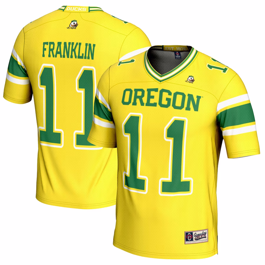 Troy Franklin Oregon Ducks GameDay Greats Youth NIL Player Football Jersey - Yellow - Jersey