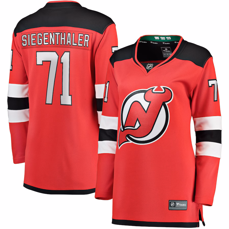 Women's New Jersey Devils Jonas Siegenthaler Fanatics Red Home Breakaway Player Jersey - Jersey