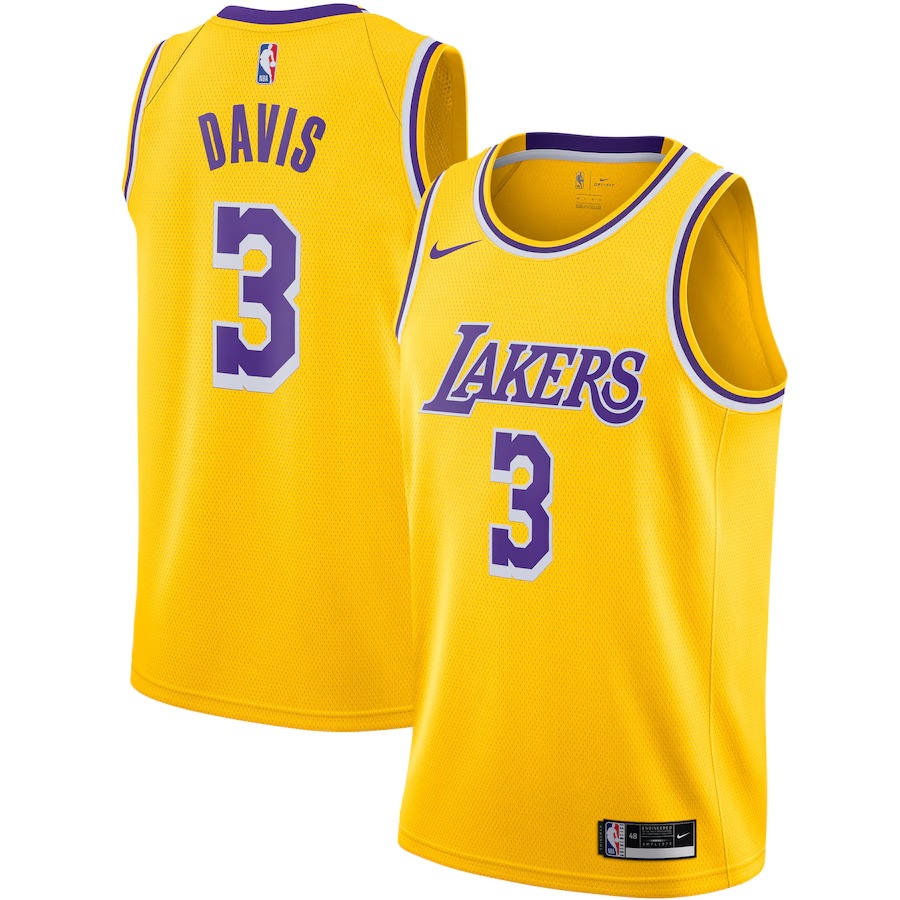 Men's Los Angeles Lakers Anthony Davis Nike Gold Swingman Jersey - Icon Edition - Jersey