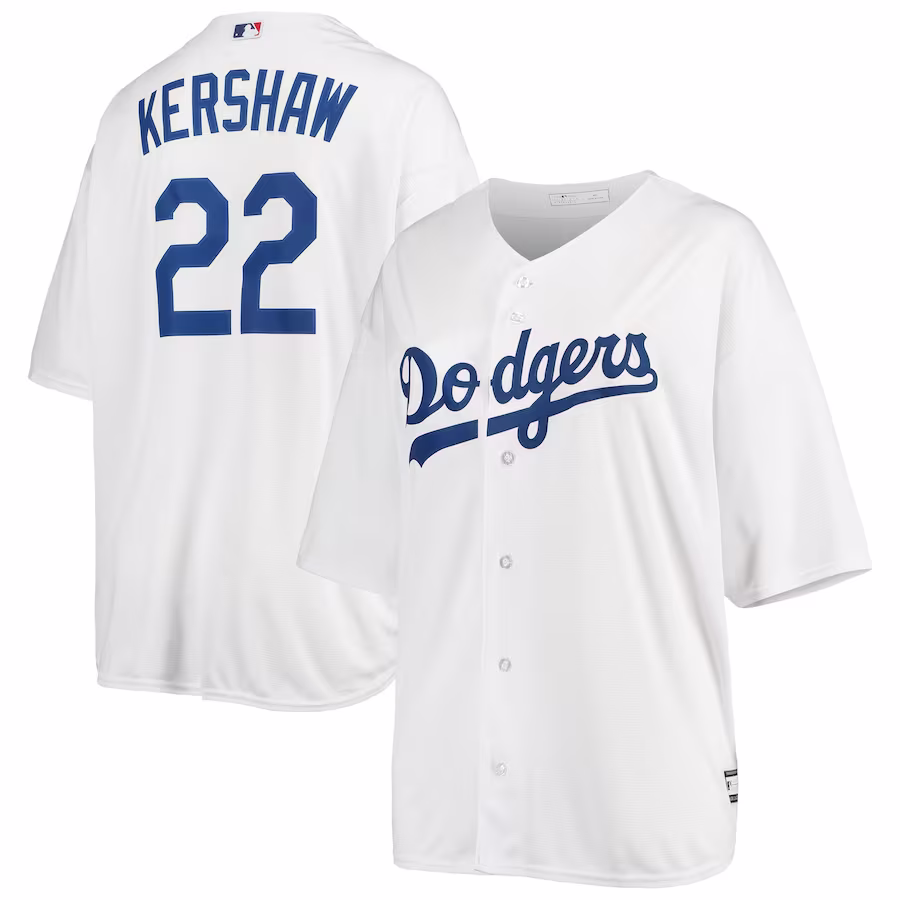 Women's Los Angeles Dodgers Clayton Kershaw White Plus Size Replica Player Jersey - Jersey