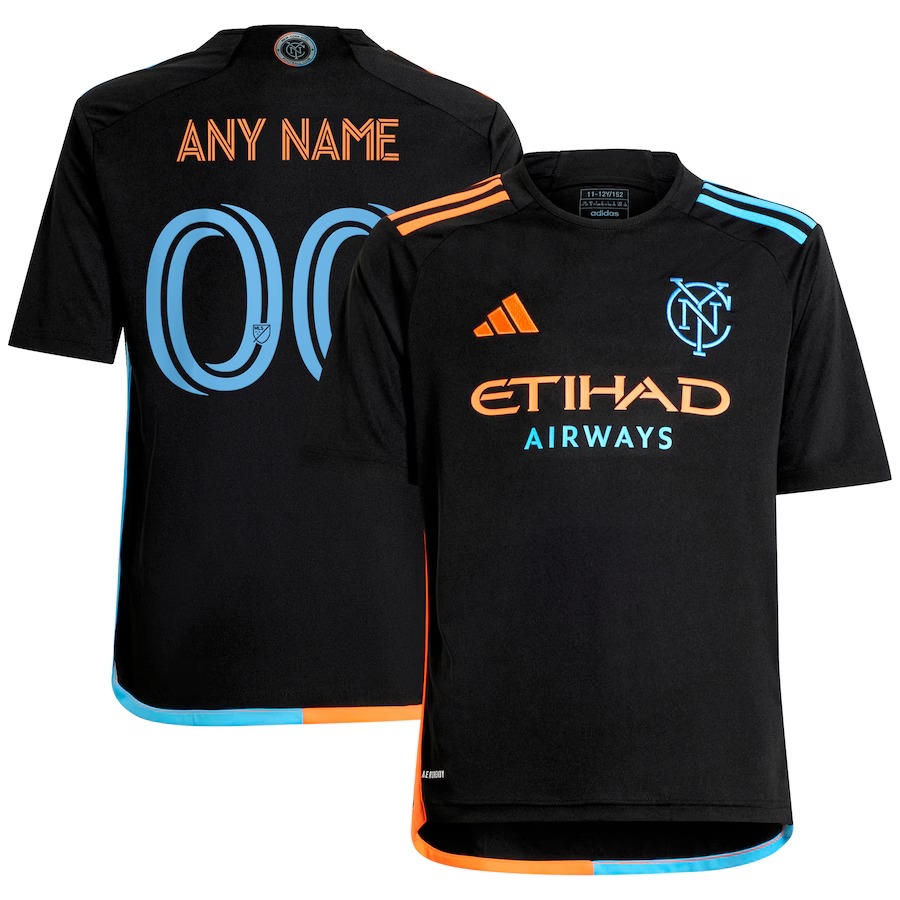 Youth New York City FC  adidas Black 2024 24/7 Kit Replica Custom Jersey - Jersey