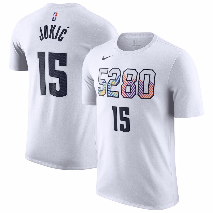 Men's Denver Nuggets Nikola Jokic Nike White 2024/25 City Edition Name & Number T-Shirt - Jersey