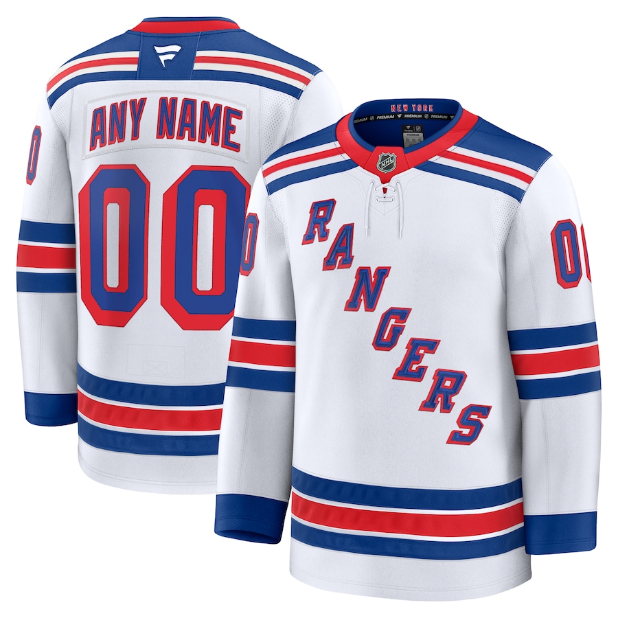 Men's New York Rangers Fanatics White Away Premium Custom Jersey - Jersey