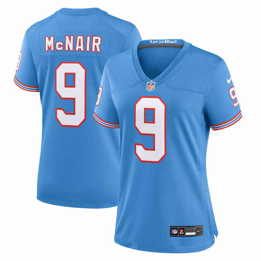 Women's Tennessee Titans Steve McNair Nike Light Blue Oilers Throwback Retired Player Game Jersey - Jersey