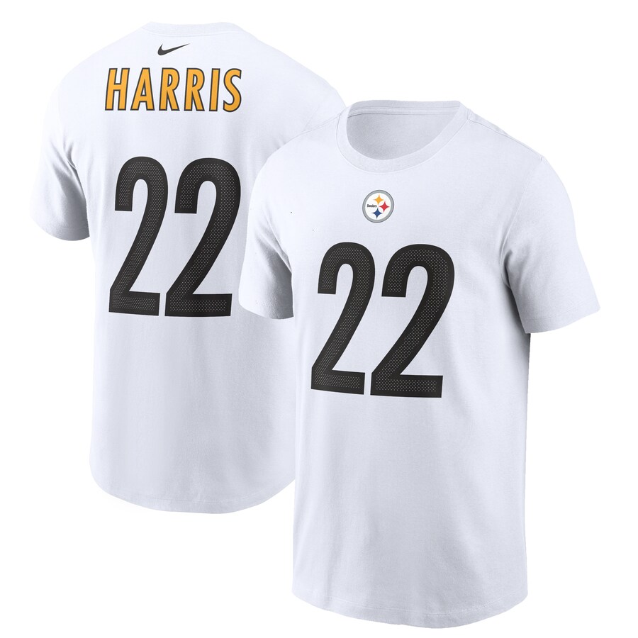 Men's Pittsburgh Steelers Najee Harris Nike White Player Name & Number T-Shirt - Jersey