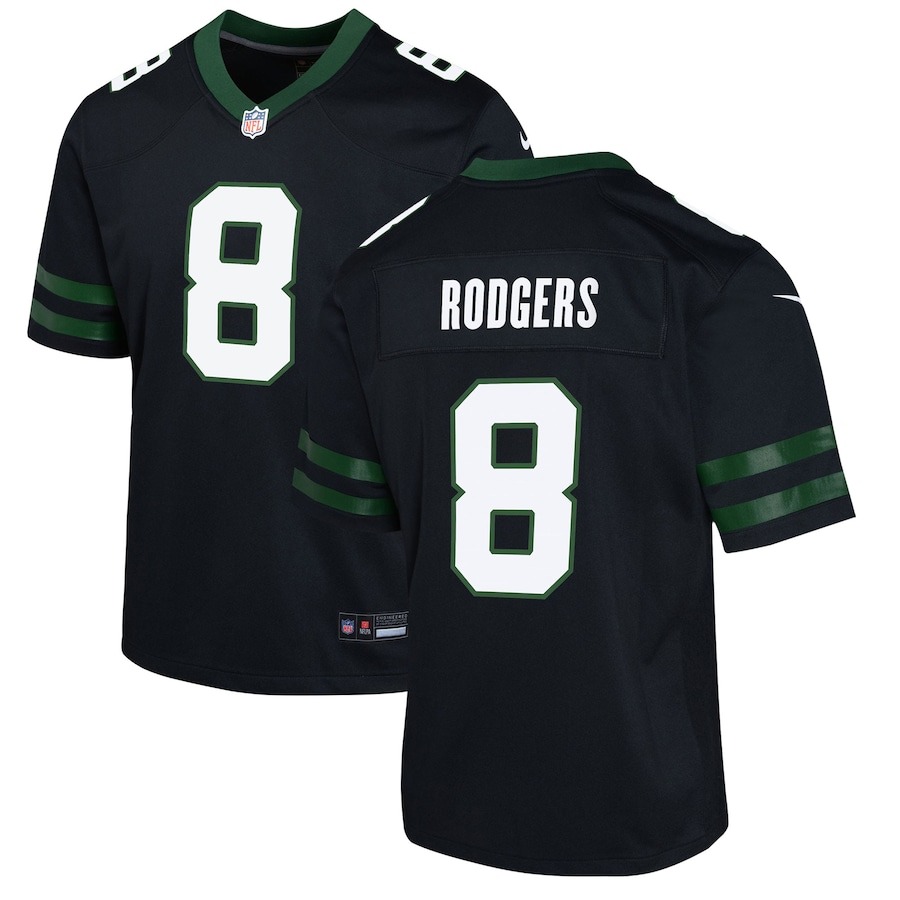 Youth New York Jets Aaron Rodgers Nike Legacy Black Alternate Game Jersey - Jersey