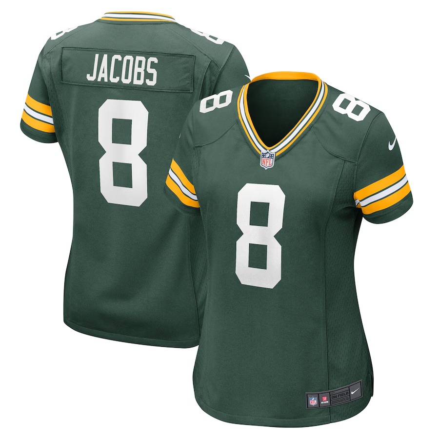 Women's Green Bay Packers Josh Jacobs Nike  Green Team Game Jersey - Jersey