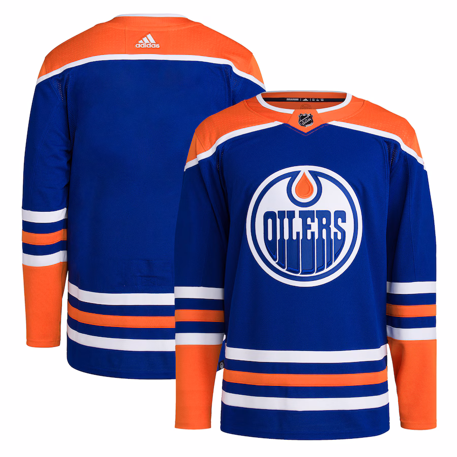 Men's Edmonton Oilers adidas Royal Home Primegreen Authentic Blank Jersey - Jersey