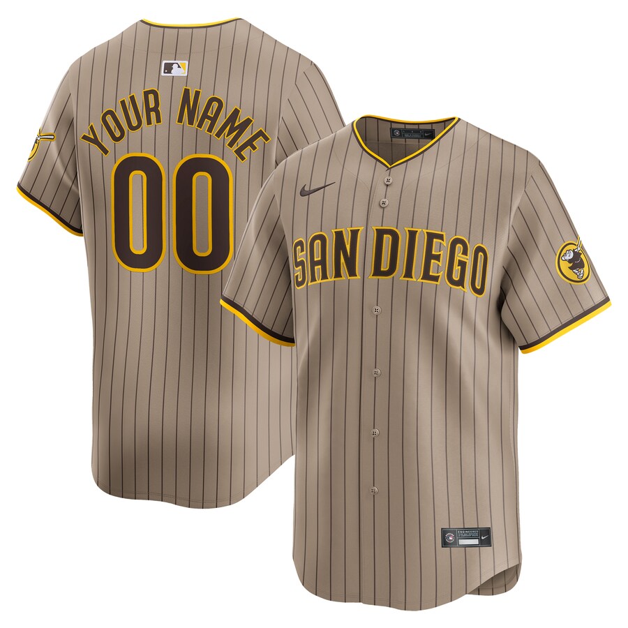 Men's San Diego Padres  Nike Khaki  Alternate Limited Custom Jersey - Jersey
