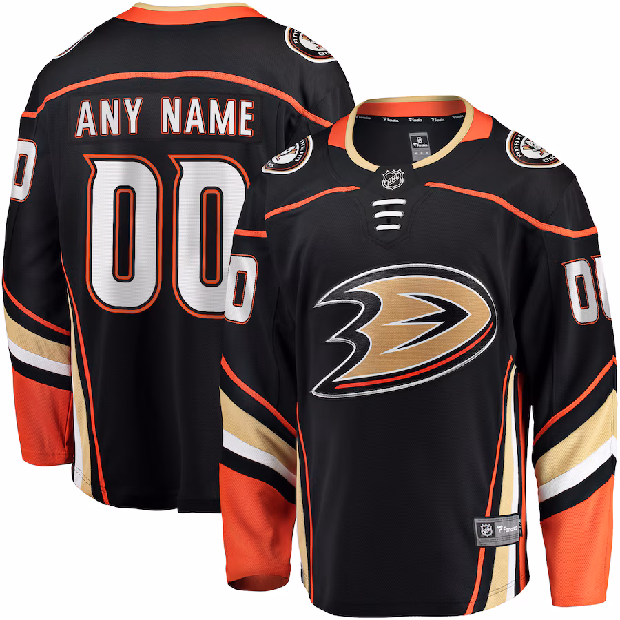 Men's Anaheim Ducks Fanatics Black Home Breakaway Custom Jersey - Jersey