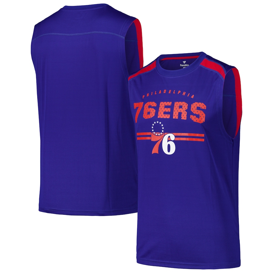 Men's Philadelphia 76ers Fanatics Royal Birdseye Muscle Tank Top - Jersey