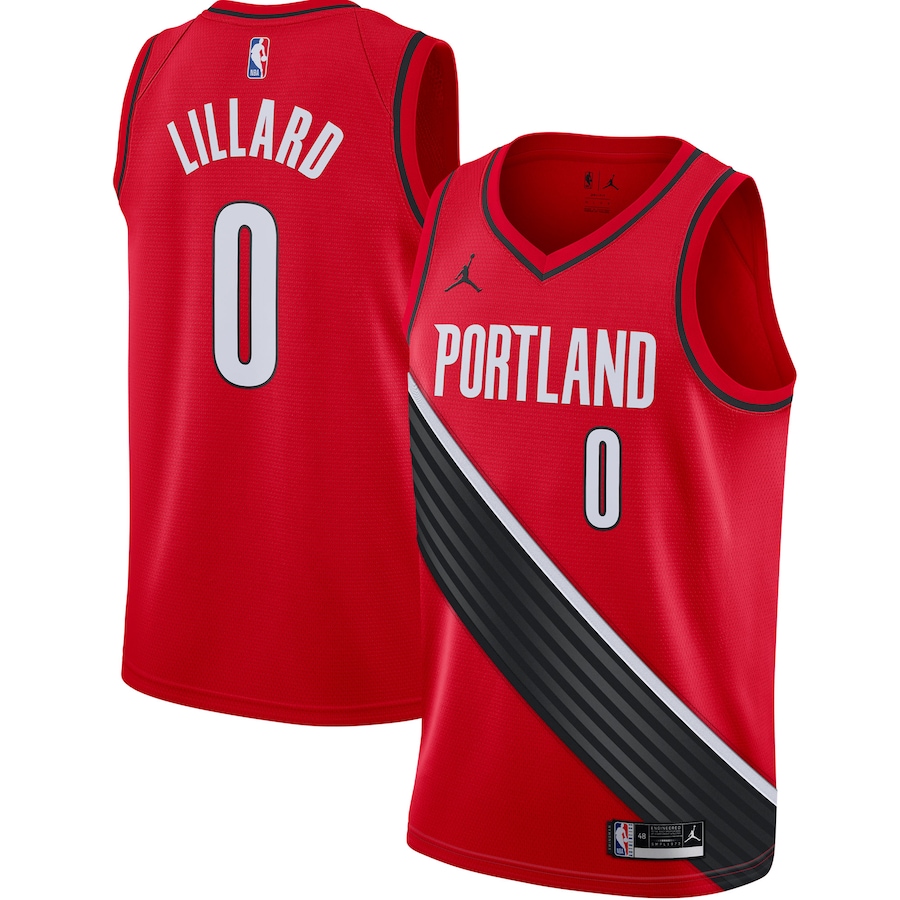 Men's Portland Trail Blazers Damian Lillard Jordan Brand Red 2020/21 Swingman Jersey - Statement Edition - Jersey