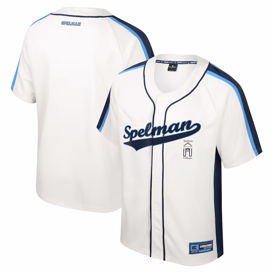 Spelman College Jaguars Colosseum Ruth Button-Up Baseball Jersey - Cream - Jersey