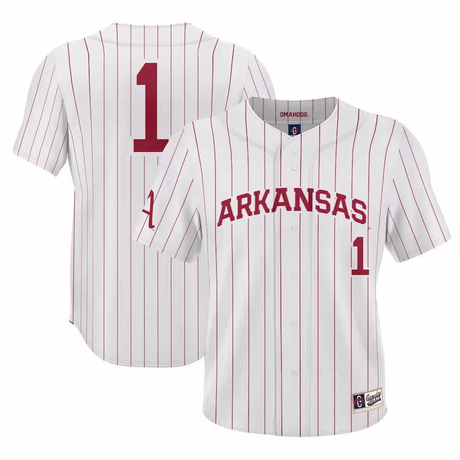 #1 Arkansas Razorbacks GameDay Greats Lightweight Baseball Jersey - White - Jersey