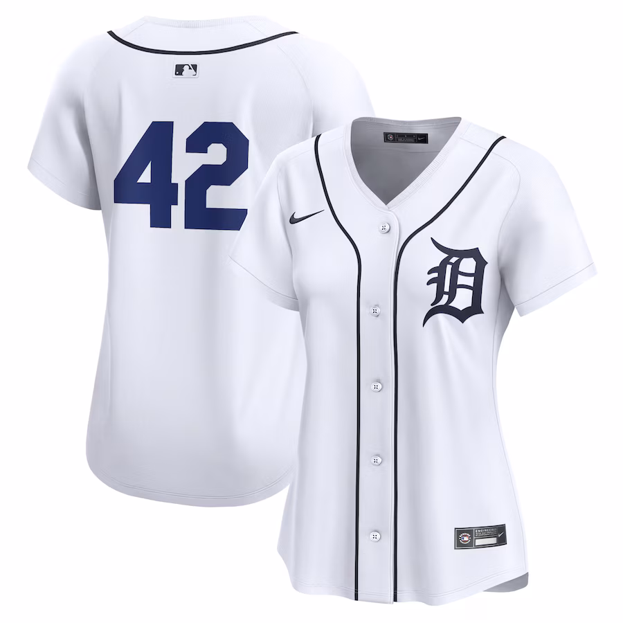 Women's Detroit Tigers  Nike White 2024 Jackie Robinson Day Home Limited Jersey - Jersey