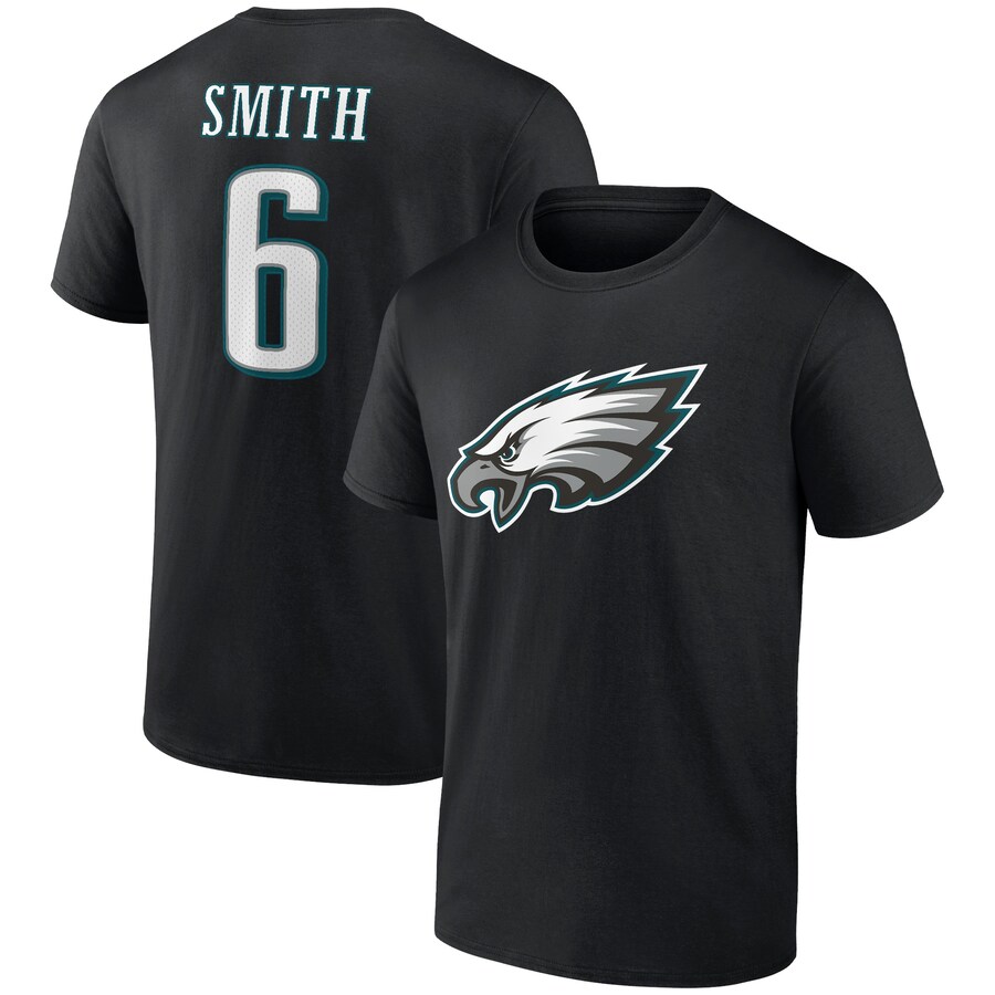 Men's Philadelphia Eagles DeVonta Smith Black Icon Player Name & Number T-Shirt - Jersey