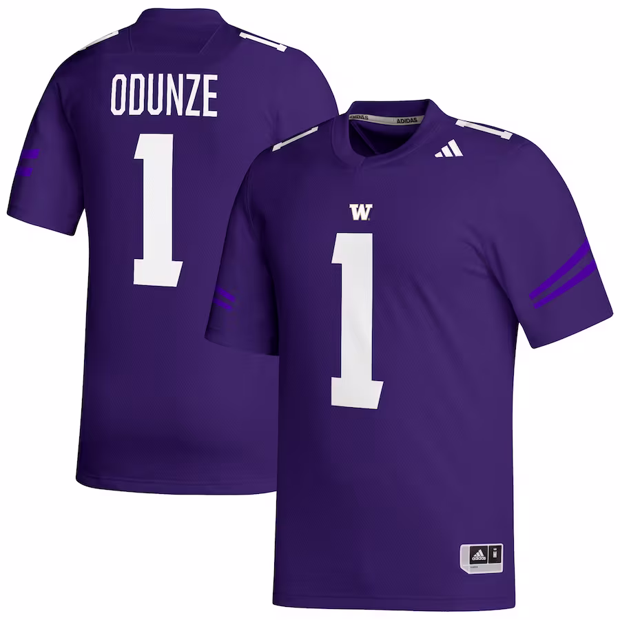 Rome Odunze Washington Huskies adidas NIL Football Player Replica Jersey - Purple - Jersey