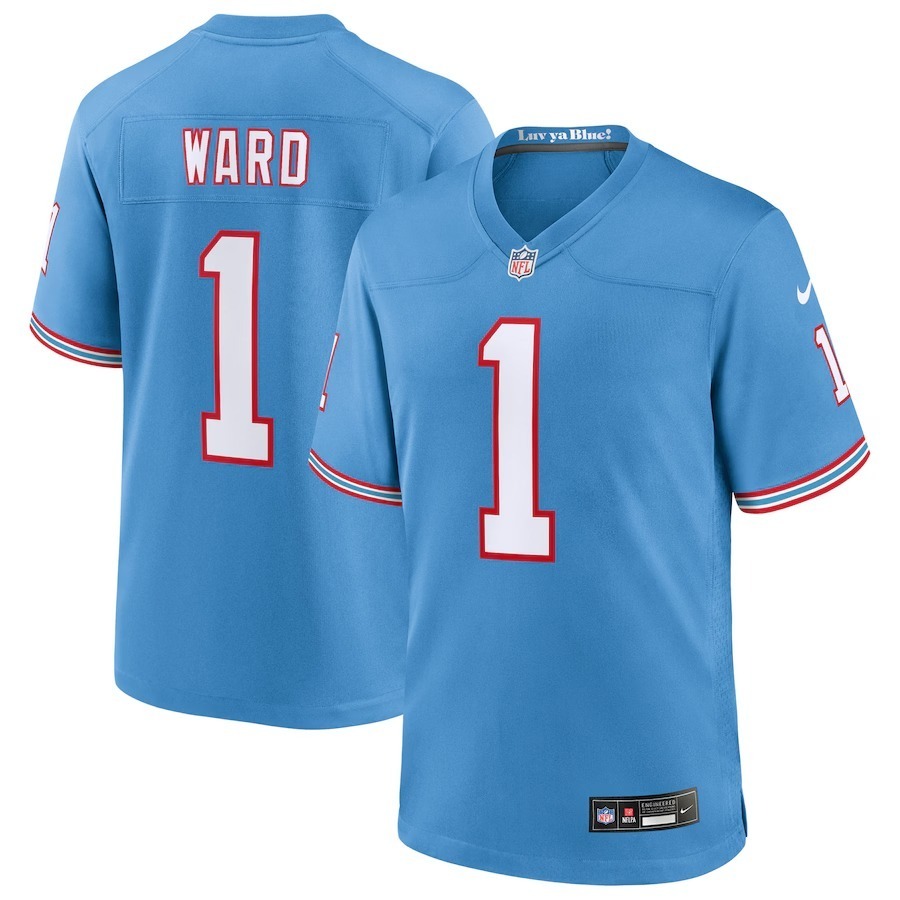 Men's Tennessee Titans Cameron Ward Nike Light Blue 2025 NFL Draft First Round Pick 2nd Alternate Game Jersey - Jersey