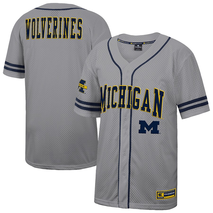 Men's Colosseum Gray Michigan Wolverines Free Spirited Baseball Jersey - Jersey