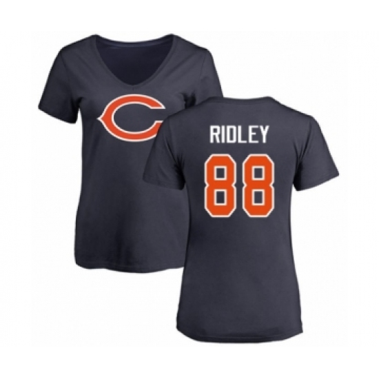 Football Women's Chicago Bears #88 Riley Ridley Navy Blue Name & Number Logo T-Shirt - Jersey