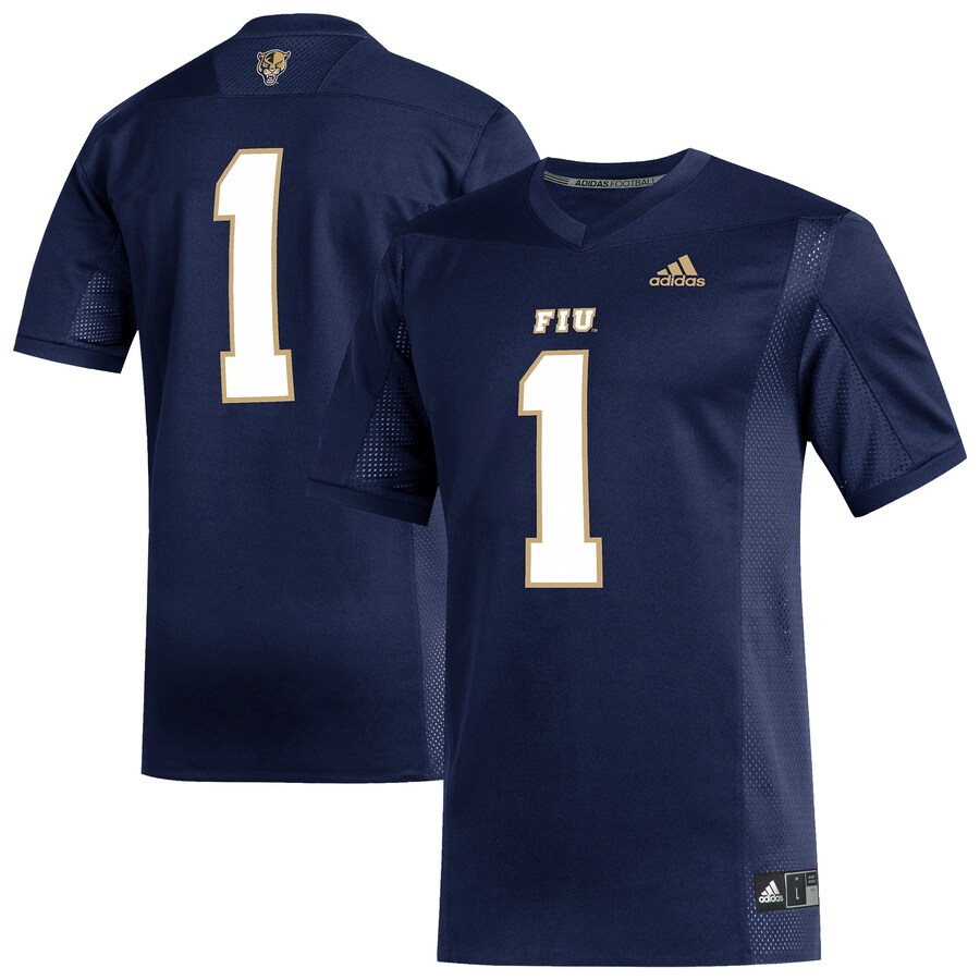 Men's adidas #1 Navy FIU Panthers Replica Football Jersey - Jersey