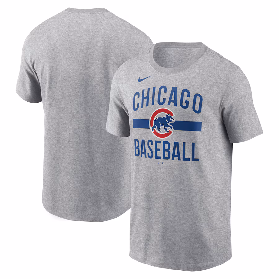 Men's Chicago Cubs Nike Heather Gray Arched T-Shirt - Jersey
