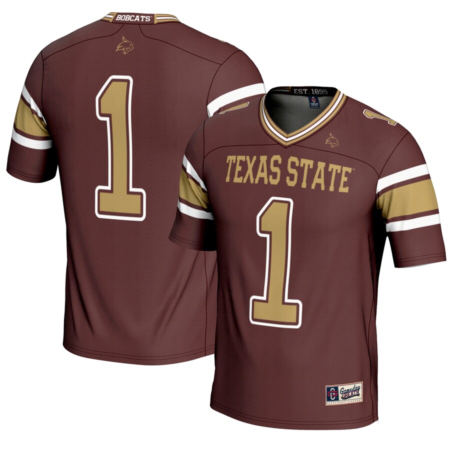 Men's GameDay Greats #1 Maroon Texas State Bobcats Endzone Football Jersey - Jersey