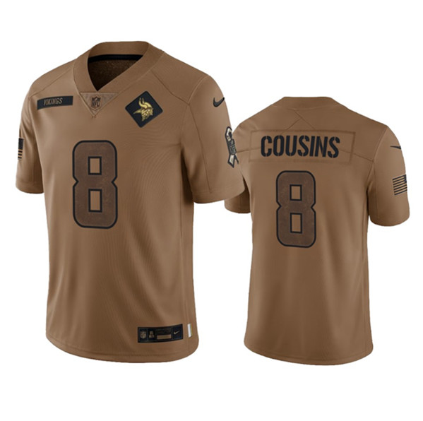 Men's Minnesota Vikings #8 Kirk Cousins 2023 Brown Salute To Service Limited Football Stitched Jersey - Jersey