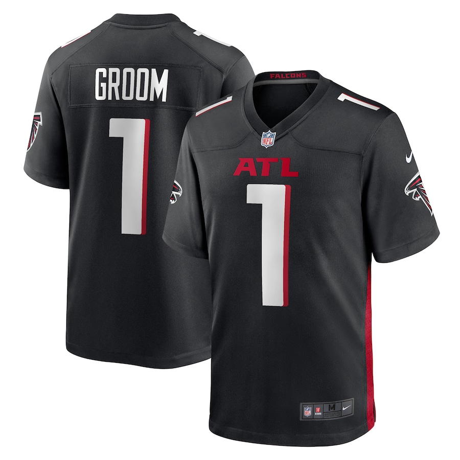 Men's Atlanta Falcons Number 1 Groom Nike Black Game Jersey - Jersey