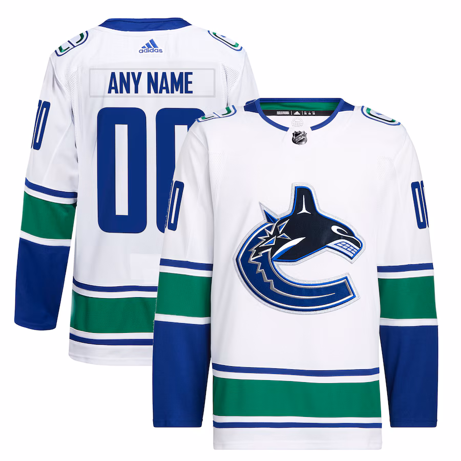 Men's Vancouver Canucks adidas White Away Primegreen Authentic Custom Jersey - Jersey