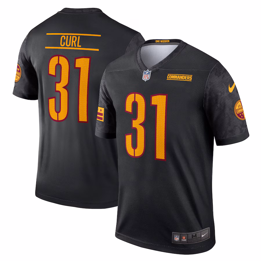 Men's Washington Commanders Kamren Curl Nike Black Alternate Legend Player Performance Top - Jersey