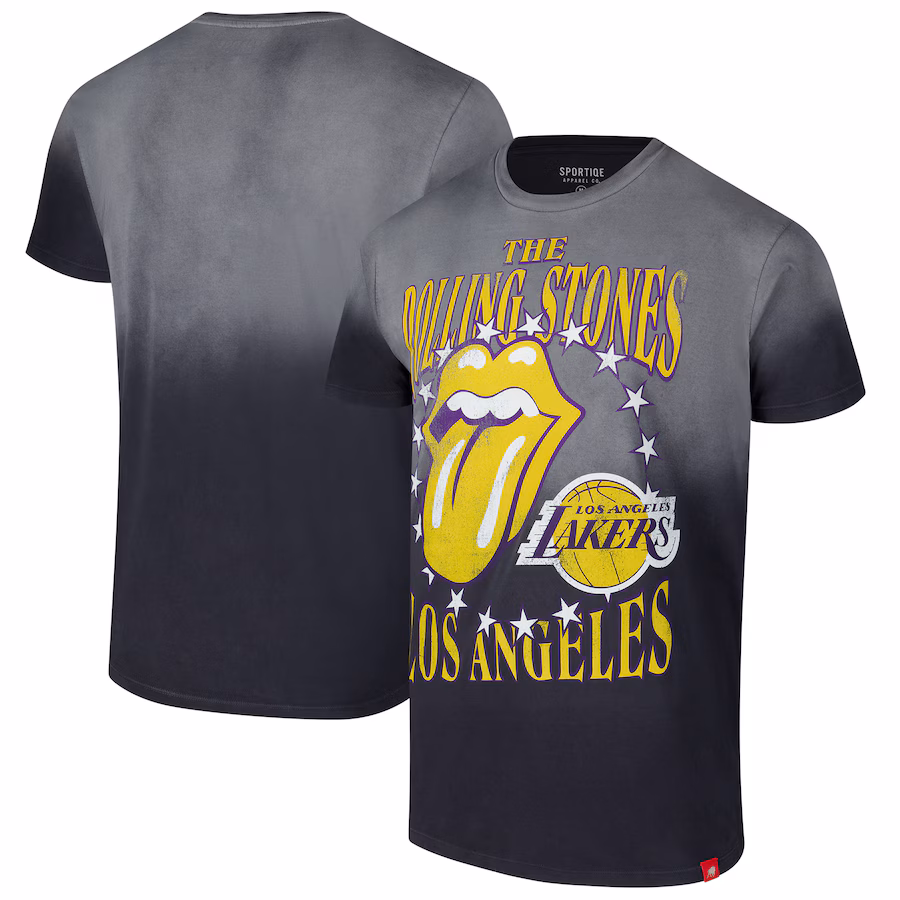 Unisex Rolling Stones x Los Angeles Lakers Sportiqe Gray Bingham Collab T-Shirt - Jersey