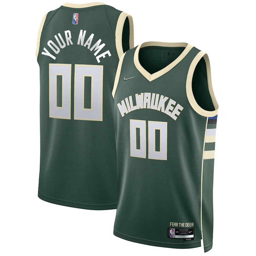 Men's Milwaukee Bucks Nike Hunter Green 2021/22 Diamond Swingman Custom Jersey - Icon Edition - Jersey