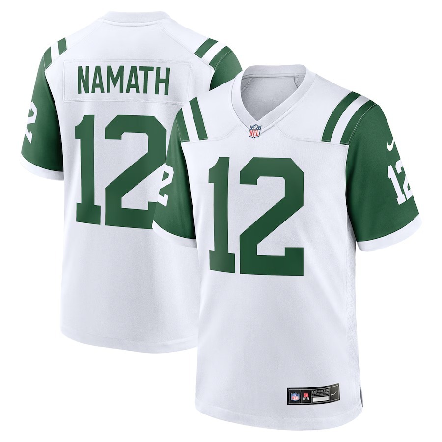Men's New York Jets Joe Namath Nike White Classic Alternate Retired Player Game Jersey - Jersey