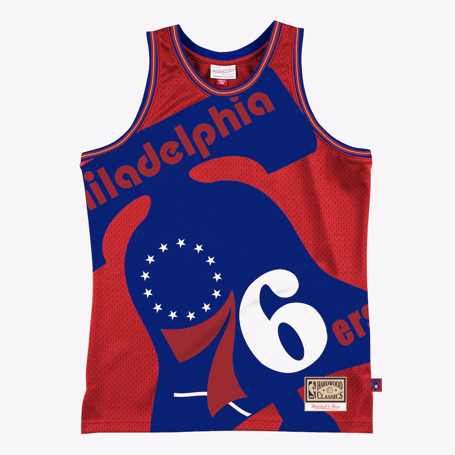 Men's Philadelphia 76ers Mitchell & Ness Red Hardwood Classics Blown Out Fashion Jersey - Jersey