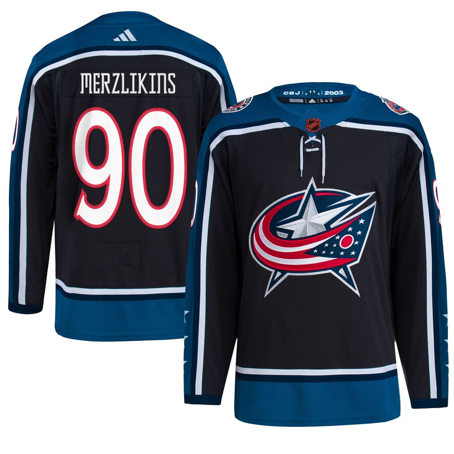 Men's Columbus Blue Jackets Elvis Merzlikins adidas Black Reverse Retro 2.0 Authentic Player Jersey - Jersey