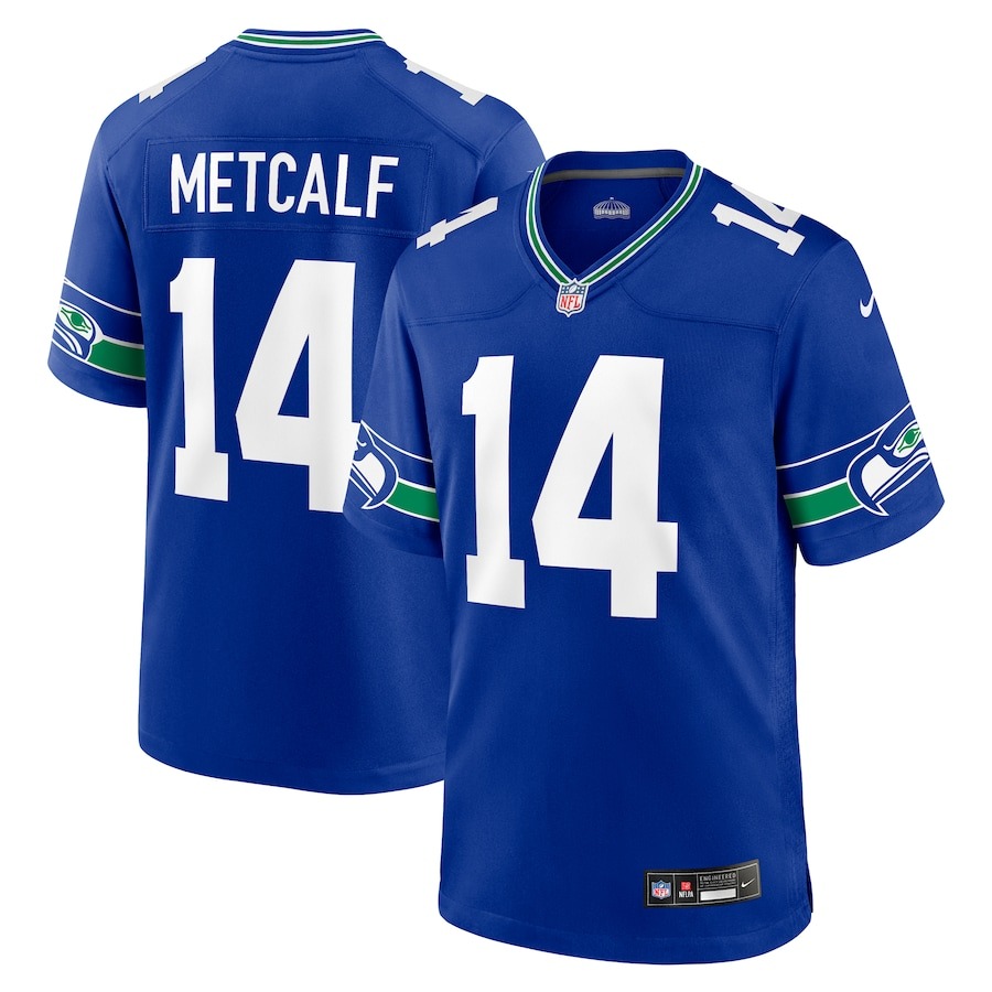 Men's Seattle Seahawks DK Metcalf Nike Royal Throwback Player Game Jersey - Jersey