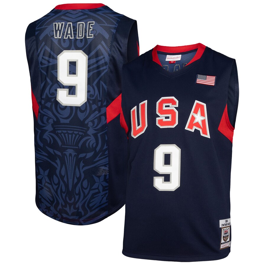 Men's USA Basketball Dwyane Wade Mitchell & Ness Navy 2008 Authentic Player Jersey - Jersey
