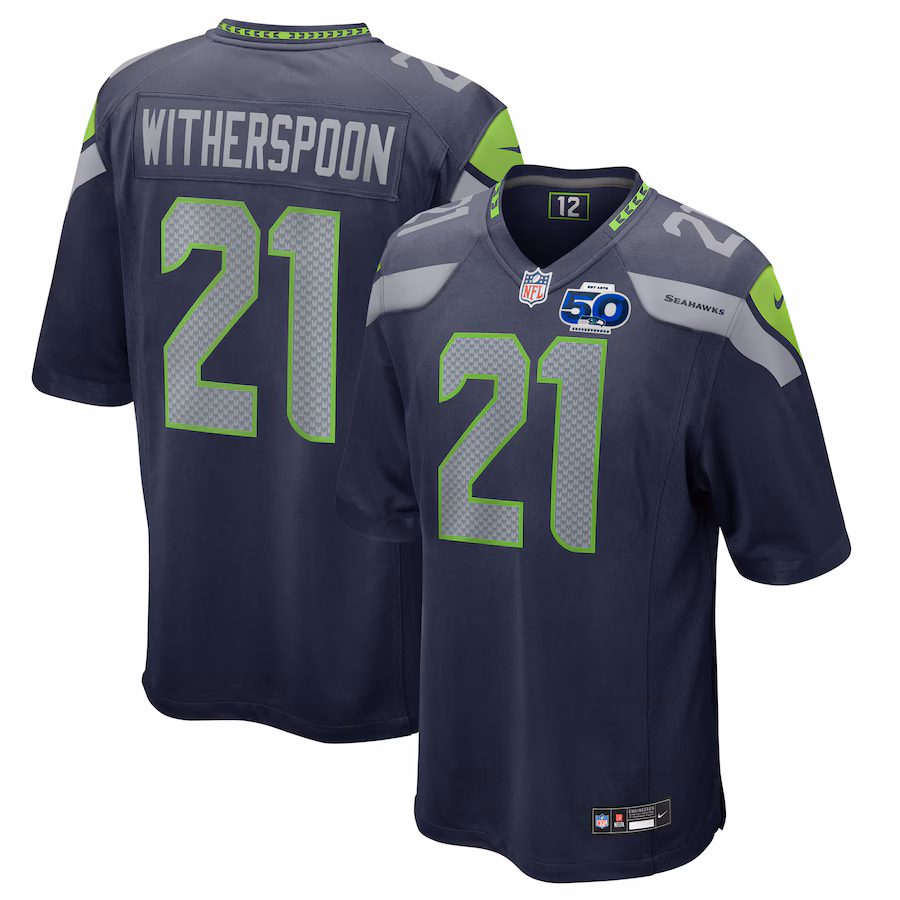 Men's Seattle Seahawks Devon Witherspoon Nike College Navy Team 50th Season Game Jersey - Jersey