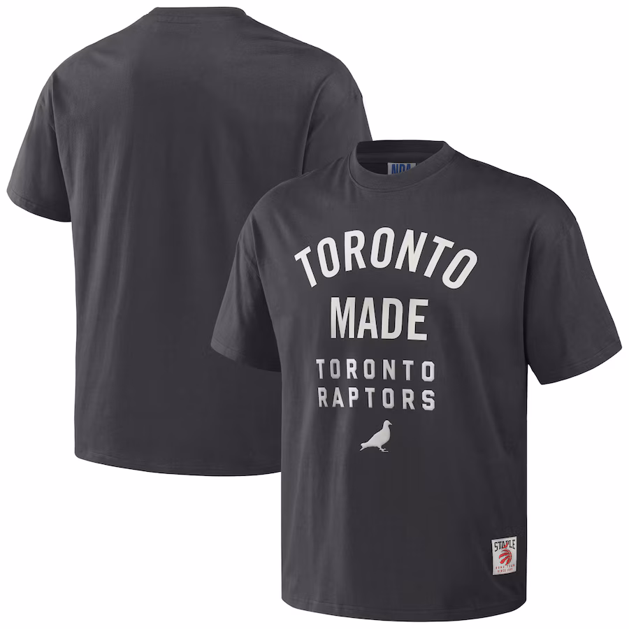Men's Toronto Raptors NBA x Staple Anthracite Heavyweight Oversized T-Shirt - Jersey