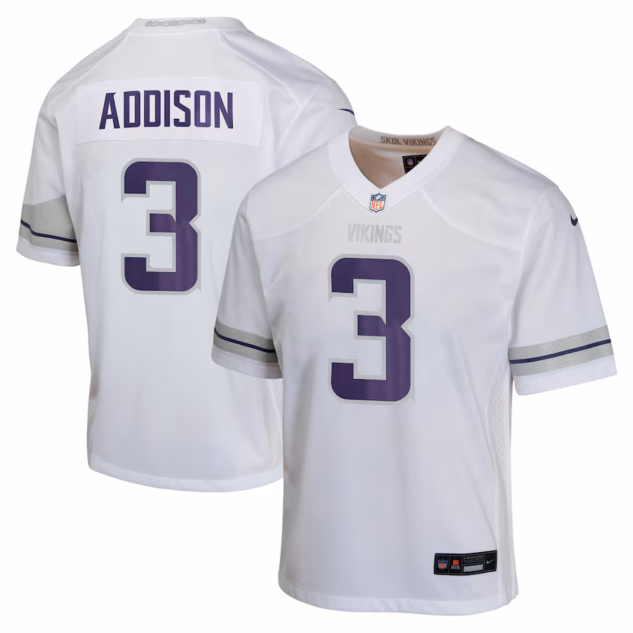 Youth Minnesota Vikings Jordan Addison Nike  White Alternate Game Jersey - Jersey