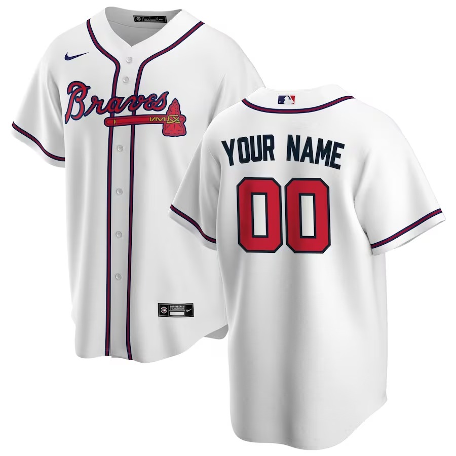 Men's Atlanta Braves Nike White Home Replica Custom Jersey - Jersey