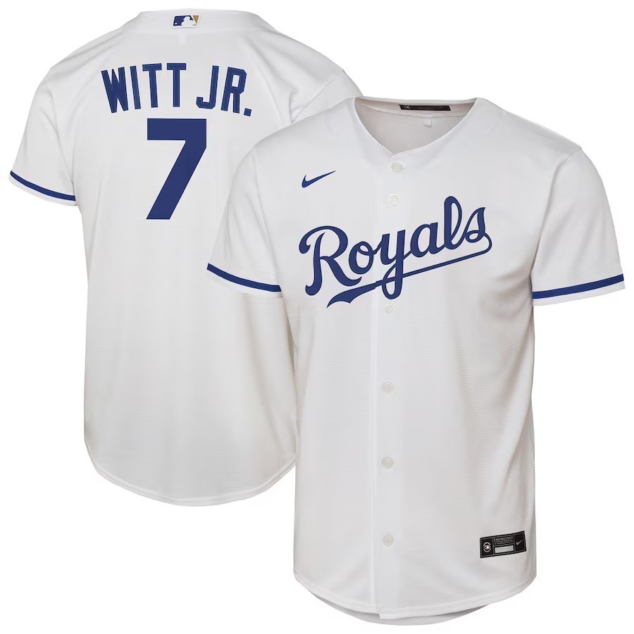Youth Kansas City Royals Bobby Witt Jr. Nike White Home Replica Player Jersey - Jersey
