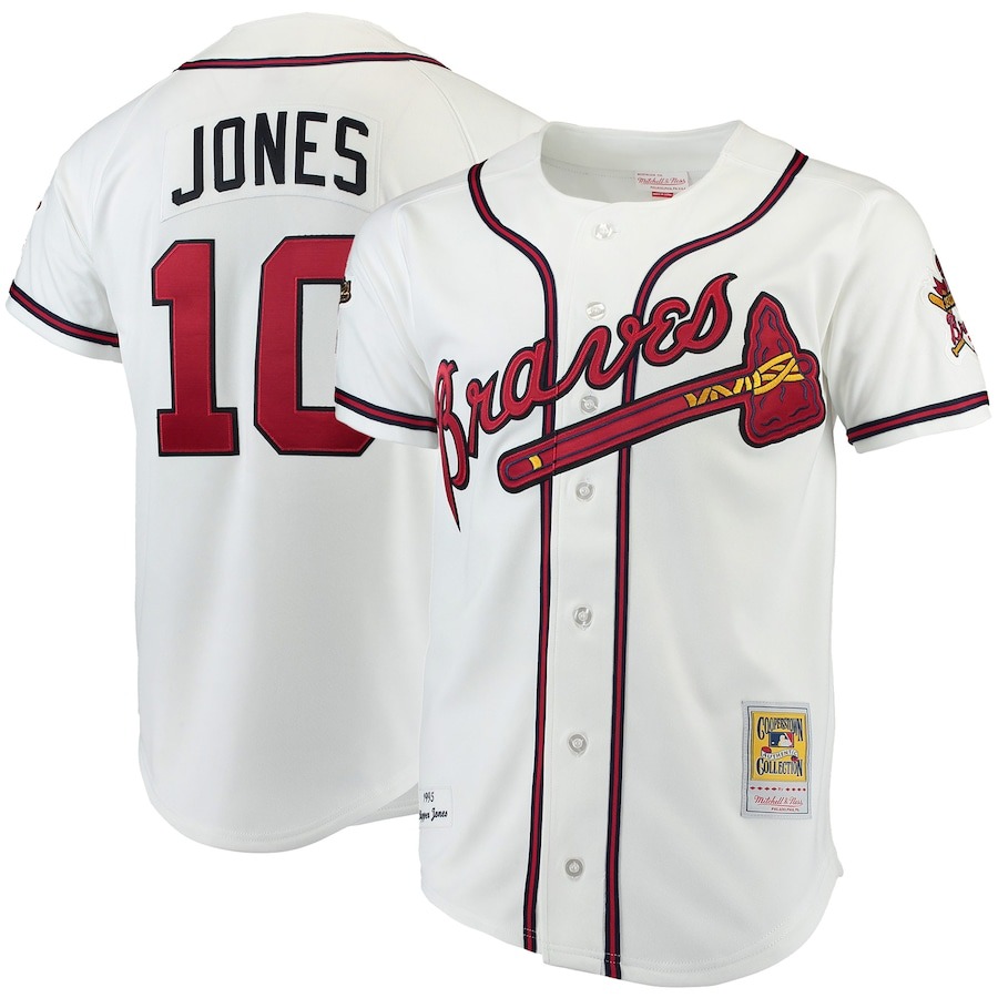 Men's Atlanta Braves Chipper Jones Mitchell & Ness White Authentic Jersey - Jersey